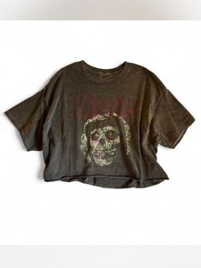 Misfits Skull Graphic Crop Tee - Black
